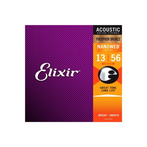 elixir acoustic nanoweb 92/8 phosphor bronze medium ( 13 56 )